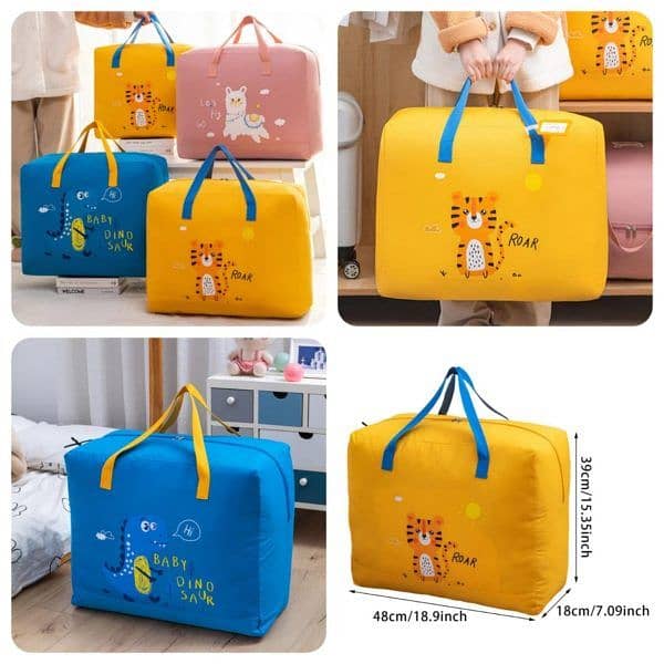 Storage Bags Cartoon Pattern Double Zipper 90 Gsm ( Random Color ) 0