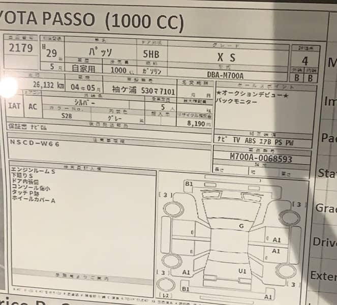 Toyota Passo 2017 XS 4 grade auc report full original 8