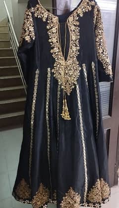 Stunning Black Frock with Golden Embroidery
