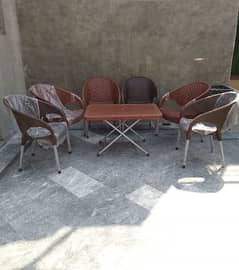 Plastic 6 Chairs 1 Folding table set SALE price