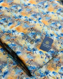 1 Pc Woman's Unstitched Silk Lawn Digital Print Shirt