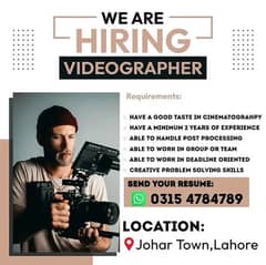 Videographer Required/Job/VideoGrapher