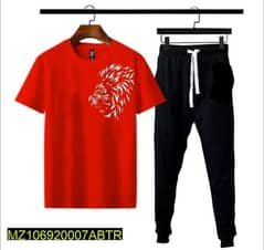 2 pcs micro polyester printed t shirt and trouser