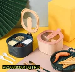 4 in 1 partition kitchen seasoning spice box with spoons