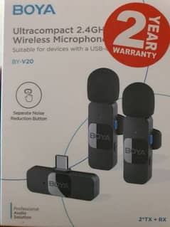 Boya by v20 microphone for sale wirles dual mic wth noise cancellation