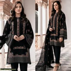 3 piece Women's Unstitched Lawn Embroidered Suit.