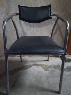 Chairs for sale 3 chairs steel frame black cushion