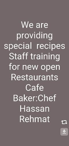 we are providing restaurant setup staff & recipe