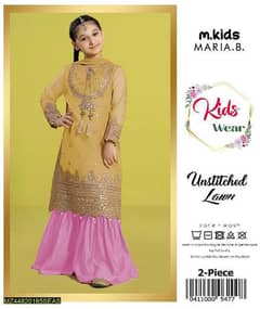 girls 2 pec lawn unstitched suit. Free Home Delivery All over Pakistan
