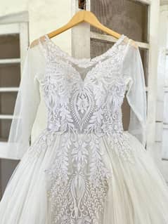 White Embroidered Net Maxi with CanCan