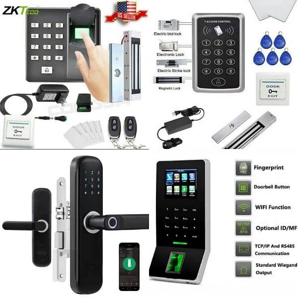 Fingerprint magnetic glass electric door lock access control system 1