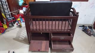 Sheesham wood baby cot with wheels