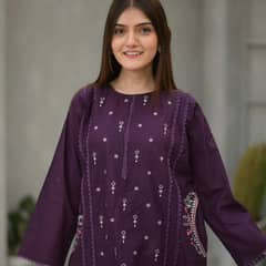 2 Pcs whoman stitched linen  Embroidered suit