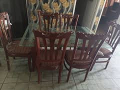 Mirror dinning table with 6 chairs
