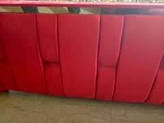 King size wooden Cushion velvet bed red colour brand new