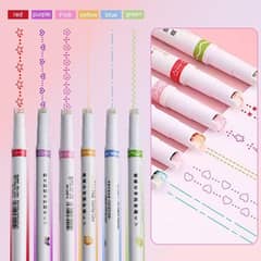 6Pack)Curve Highlighter PenSet,Colourful Curve 6 Different Shapes