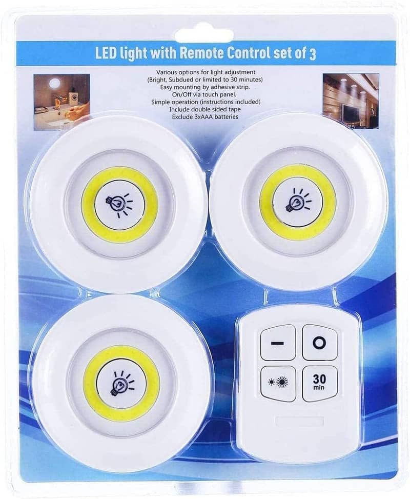 3x COB Push Lamp with Remote Control Cabinet Light [Energy Class A+] 0