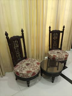 Bedroom chairs classic decorative carved with table