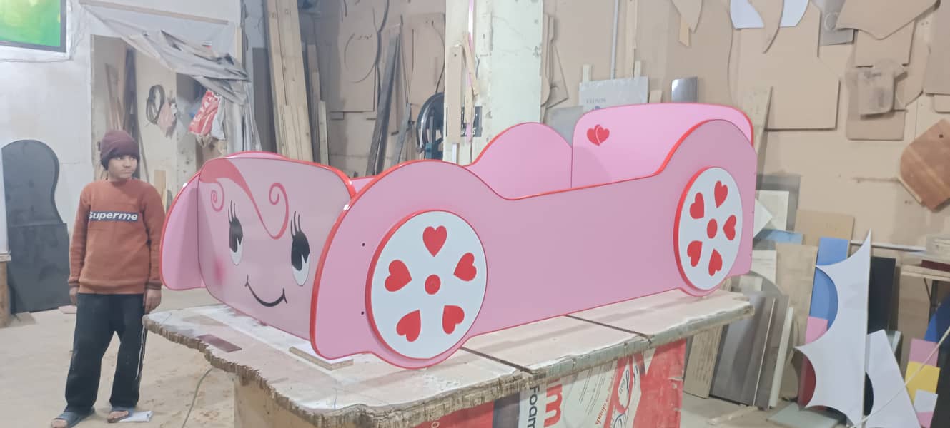 Girls Car Bed for Bedroom Sale in Pakistan, Hello Kitty Bed for Girls 1