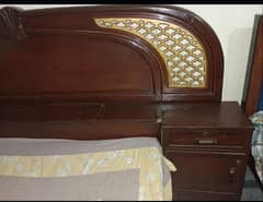 old wooden king size bed with metres with good condition