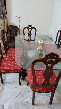 Dining table \ wooden Dining Table \ 6 chairs Dining with glass top