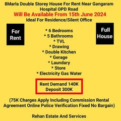 8Marla Double Storey House For Rent Near Gangaram Hospital OPD Road 0