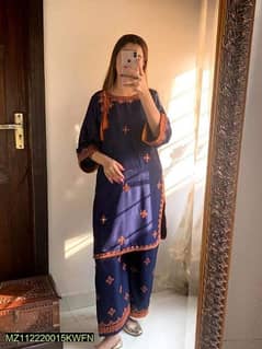 2 Pcs Women stitched Arabic Lawn shirt and trouser watsapp 03412770610