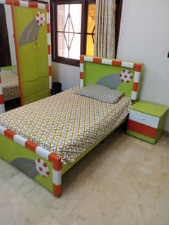 Kid Furniture Bed, Side table, Cupboard