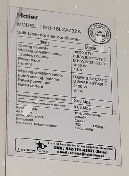 Haier Chilled AC 1.5 Ton 100% Genuine 2