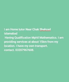 Home Tutor in islamabad from Garde 1 to 12. O/A level. Bachelors.