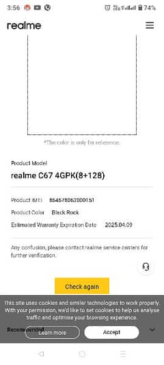 realme c67 8+128 warranty ki pic lagi hui hai