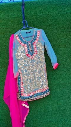 Mehndi Fancy Dress with sharara