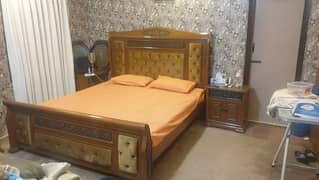 Urgent Sale King size wooden bed with great condition. 03445500296