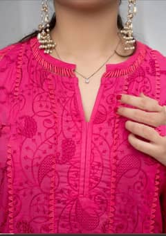 Hot pink 3 pc Embroidered Lawn suit