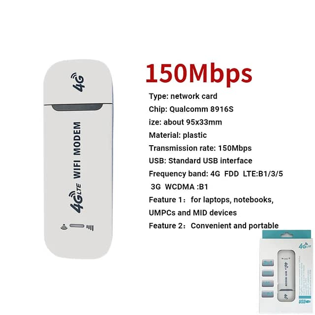 WiFi LTE USB 4G Modem Portable Wireless Dongle 150Mbps (All S!M Card) 5