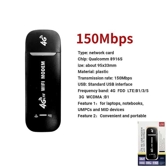 WiFi LTE USB 4G Modem Portable Wireless Dongle 150Mbps (All S!M Card) 6