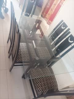 12mm glass  Wooden  Dining Table + 6 Chairs very good condition