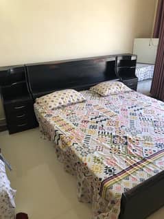 Pure wood bedset and 3 door cupboard with mattress
