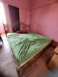 king size iron Bed with Mattress+ Five seater sofa and dressing table