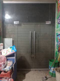 Shelve racks, counter and glass door for sale