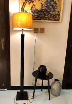 Floor lamp wood with gold shade contact 03418276657 call wp