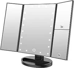 WEILY Lighted Vanity Makeup Mirror 1x/2x/3x Magnification Trifold with