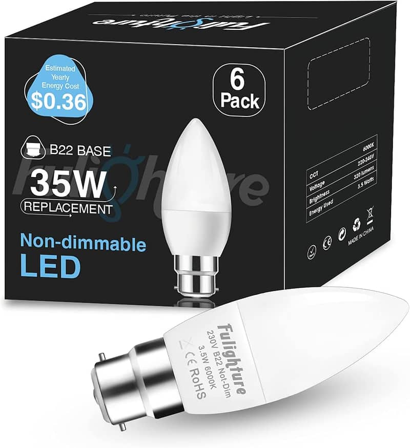 10 Pack) B4U LED Light Bulb 5.5W Candle Light Bulb, Warm White, E14 7