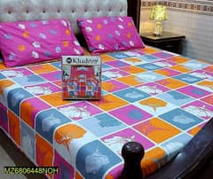 3 Pcs Cotton Mix Printed Double Bedsheet free delivery on