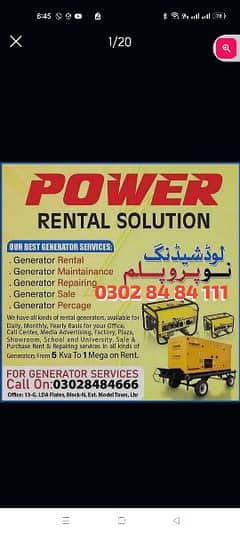 Rent Generator/ Rental Generator/ Generator /Generator Reapair