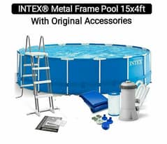 INTEX Swimming Pool Metal Frame 15ft x 48inch with Accessories