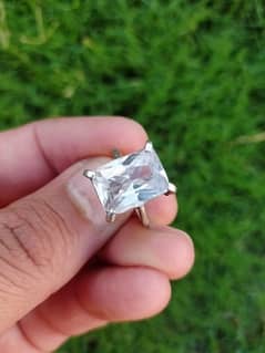 white zircon silver ring