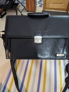 Track Leather Business Briefcase Bag