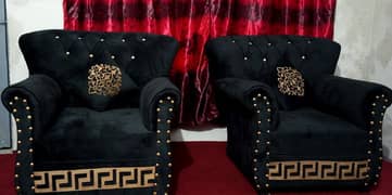 Dark black golden versace design sofas