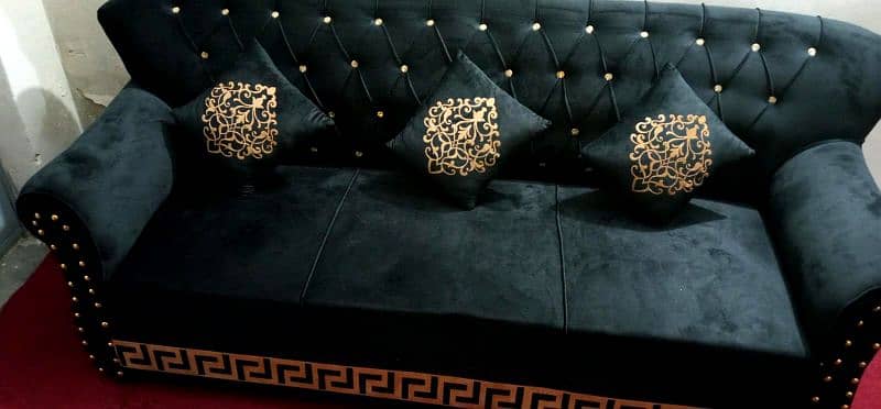 Dark black golden versace design sofas 1